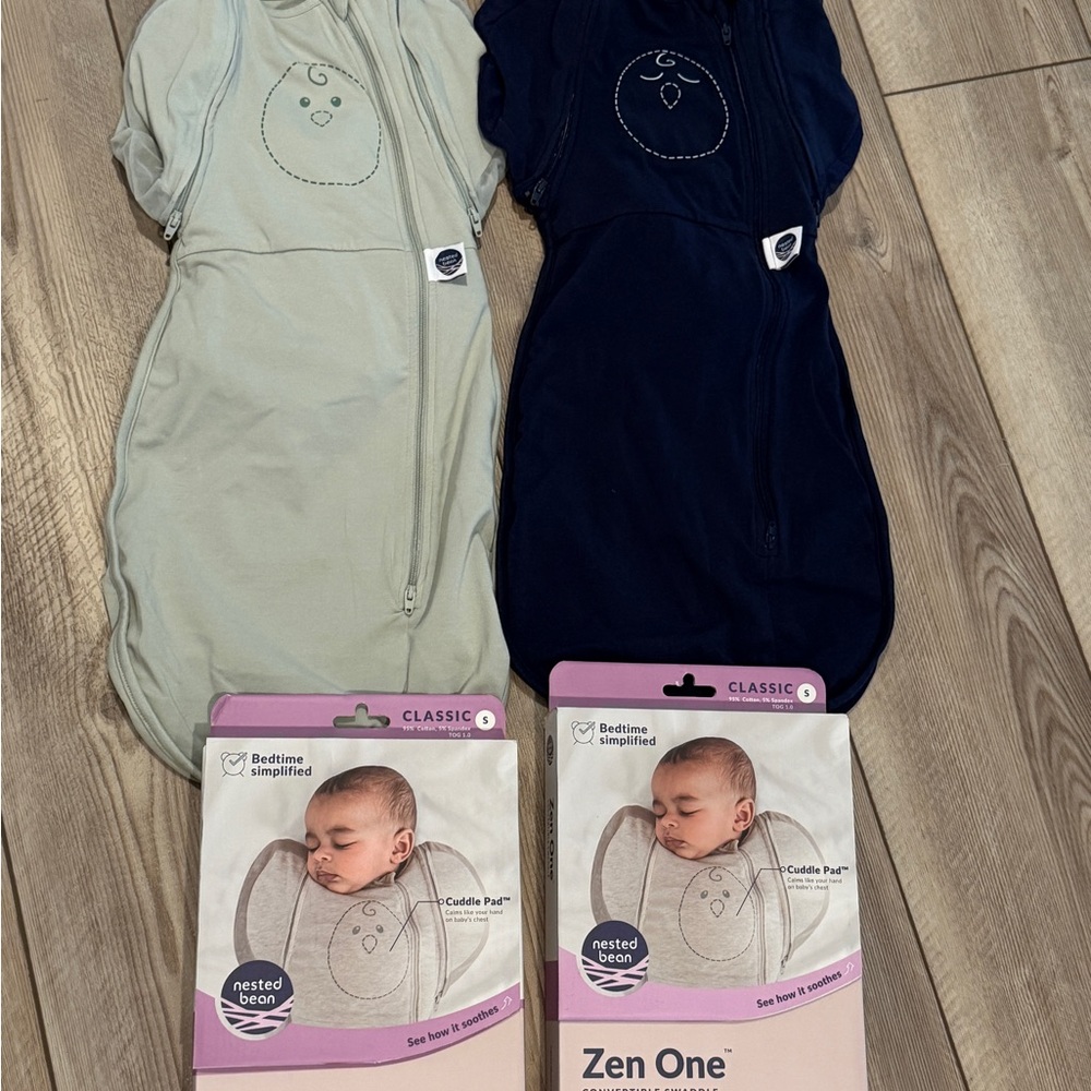 Nested Bean Zen One Sleep Sacks - Light Gray and Navy